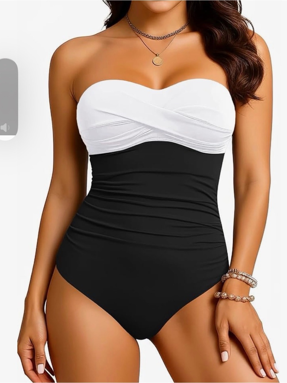 Yonique Convertible Strapless Ruched One-Piece Swimsuit w Tummy Control - Picture 9 of 11